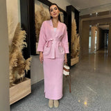 Fongt Autumn New Women's Pure Color Temperament With A Stylish Dress Two-Set