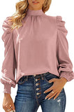 Sleeve Turtleneck Bubble Casual High Collar Loose Top Women's