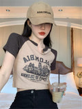 Vintage Logo Raglan Sleeve Crop Top-Outfit