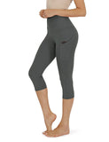 Women's Yoga Pants Large Size Seven Cents Trousers Pocket Solid Color High Waist Fitness Exercise Leggings-Outfit