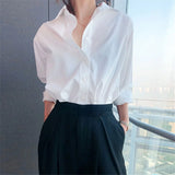Cotton Blouses Shirts Female Plain Casual Loose Korean Long Sleeve Blouses Women Plus Size Harajuku Chic Elegant