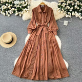 Fongt Elegant Dress Women Autumn Fasting Small High-Grade Lace Splicing Single Buckle Waist Over Knee Dress
