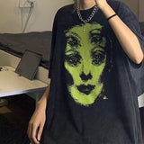 Grunge Ghost Face Graphic T-Shirt-Outfit