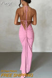 Bodycon Dress Spaghetti Strap Backless Sexy Maxi Dress Summer Elegant Party Wedding Evening Long Dresses for Women