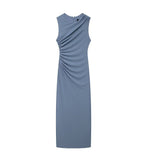 Fongt Women's Clothing 2025 Spring New Sleeveless Folding Decorative Fan Flute Dress Dress Dress