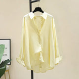 Fongt Summer Wearing Long-Sleeved White Soft Shirt Women's Korean Version Of Loose Leisure Thin