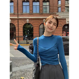 Fongt With A Set Of Stylish Blue Long-Sleeved Bottom Top Women 2025 Autumn Loose Suit Suit Suit Suit Suit