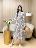 Long-Sleeved Broken Flower Dress-Outfit