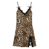 Tithe Lingerie Lace Bow Night Set Bed Flirting Sexy Leopard Sling Ajar
