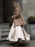 Skirt Female 2024 Summer New Temperament Elegant High Waist Satin Complexion Ding Long Skirt-Outfit