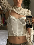 Long Sleeve Crochet Bolero Knit Top-Outfit