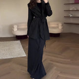 Fongt Solid Color Tie In Autumn 2025 With Waist Suit Half-Dress Commuting Suit