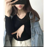 Fongt Long Sleeves Of The Jacket Lady With A Sweater In The Women's Autumn And Winter Blouse Multi-Colored Knitted