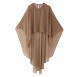 New Pure Color Tulle Asymmetrical Cloak Coat 8741204-Outfit