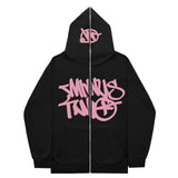 Fongt New High Street Hip-Hop National Tide Printing Zipper Clothing Fashion Fashion Couple Hooded