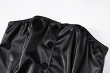 Black Pu Leather Button Up Sleeveless Top-Outfit