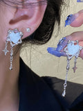 Tassel Star Heart Charm Earrings-Outfit