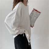 Long sleeve Hole Tops Female Grey Pullovers New Autumn winter thin Cotton long Women sweatshirt oversized solid