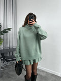 Fongt Solid Color Round Collar Loose Blouse Simple Dress Set In Autumn 2025