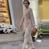 Fongt Autumn New Women's Pure Color Temperament With A Stylish Dress Two-Set