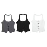 Fongt Women's Clothing 2043 Summer New Fashion Butterfly Ornament Hanging Neck Top