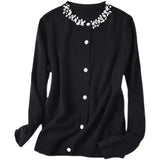 Fongt Year Spring And Autumn New Style Small Fragrant Wind Nail Bead Set Diamond Slim Ice Silk Knit Cardigan Female Jacket-Outfit