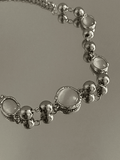 Grunge Faux Gem Decor Beads Necklace-Outfit