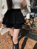 Velvet Layered Mini Skirts-Outfit