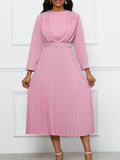Fongt Women's Ebay New Temperament Elegant Pressure Commuting OL Solid Color African Large-Size Dress