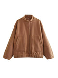 Fongt Autumn And Winter New Women's Casual Multi-Color Loose Wool Jacket Dark Buckle Collar Jacket