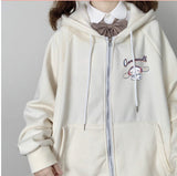 Fongt Soft Sister Student Cartoon Meal Jk Coat Zipper Koloumi Cotton Hoodie Jade Cinnamon Dog Print