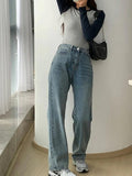 Contrast Color Raglan Slim Long Sleeve Knit-Outfit