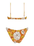 Floral Print Smocked Bikini Set-Outfit