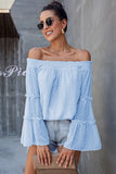 Long Dot Sleeve Chiffon Off-shoulder Off-the-neck Hollow-out Loose