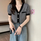 Fongt French Summer T-Shirt Women V Collar Temperament Short-Sleeved Small Short-Term Repair Cloth Wear Clothes In The