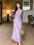 Fongt Xixi 2025 Summer New Korean Version Of High-Waisted Holiday Sling Dress V-Neck Print Pure Desire Skirt 88253
