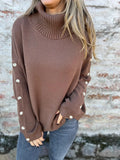 Fongt Women's Sweater In Autumn/Winter 2025 Casual High-Neck Button Sweater Knitted Sweater