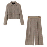 Fongt Women's Clothing Explosion Early Autumn Fashion Casual Thousand Bird Short Suit Jacket + Trousers Cover