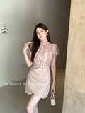 Fongt Xixi 2025 Summer New Korean Version Of Short Mesh Hoodie + Sling Dress Two Sets Of Women 88395