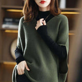Fongt And Winter New Solid Color Simple Loose Bat Sleeve Jacket Temperament Soft Waxy Sweater Vest V-Neck Knit Vest Female-Outfit