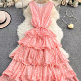 Fongt Luxury High-End Sleeveless Dress Women's Summer Harvest Waist Thin Luxury Temperament Chic Cake Skirt
