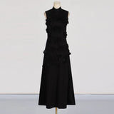 Fongt Temperament Famous Wind Dress Woman 2025 Summer New Fashion Flowers Spliced High-End Sleeveless Tlosso With Long