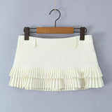 Fongt Striped Short-Sleeved T-Shirt + Low-Rise 100-Fold Skirt 2025 Spring New D79551