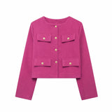 New Flip Decoration Round Collar Short Coat 3046278-Outfit