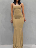 Strap Bodycon Rib Maxi Dress-Outfit