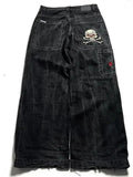 Men's Jeans Y2K Bag Vintage High-Quality Pattern Hip-Hop Street Leisure Men Harajuku Wide Legs-Outfit