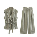 Belt Vest 7768023 Wide-Leg Trousers 7740102 Suit-Outfit