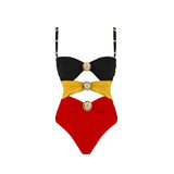 2025 New Sling With Breast-Plated Hollow Swimsuit Women's Half-Body Dress Two-Piece