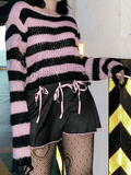 Distressed Striped Crop Sweater-Outfit