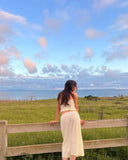 White Lace Sheer Tank Top And Midi Skirt Set-Outfit